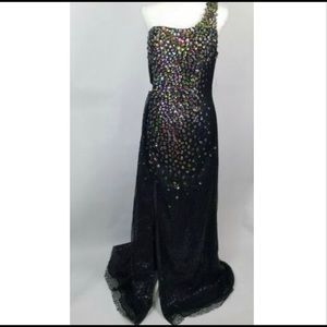 Maggie Sottero black beaded prom dress
